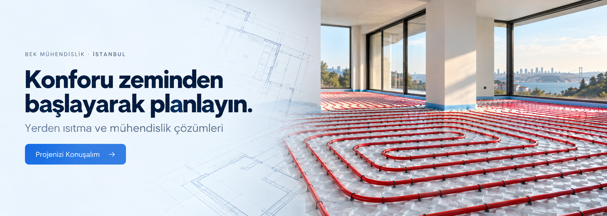 Konforu zeminden başlayarak planlayın. Yerden ısıtma ve mühendislik çözümleri — temsili görsel